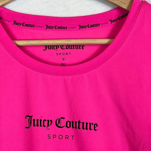 Juicy Couture Sport Womens Hot Pink Ruched T-Shirt XL Polyester/Spandex Lightwei - Picture 2 of 11